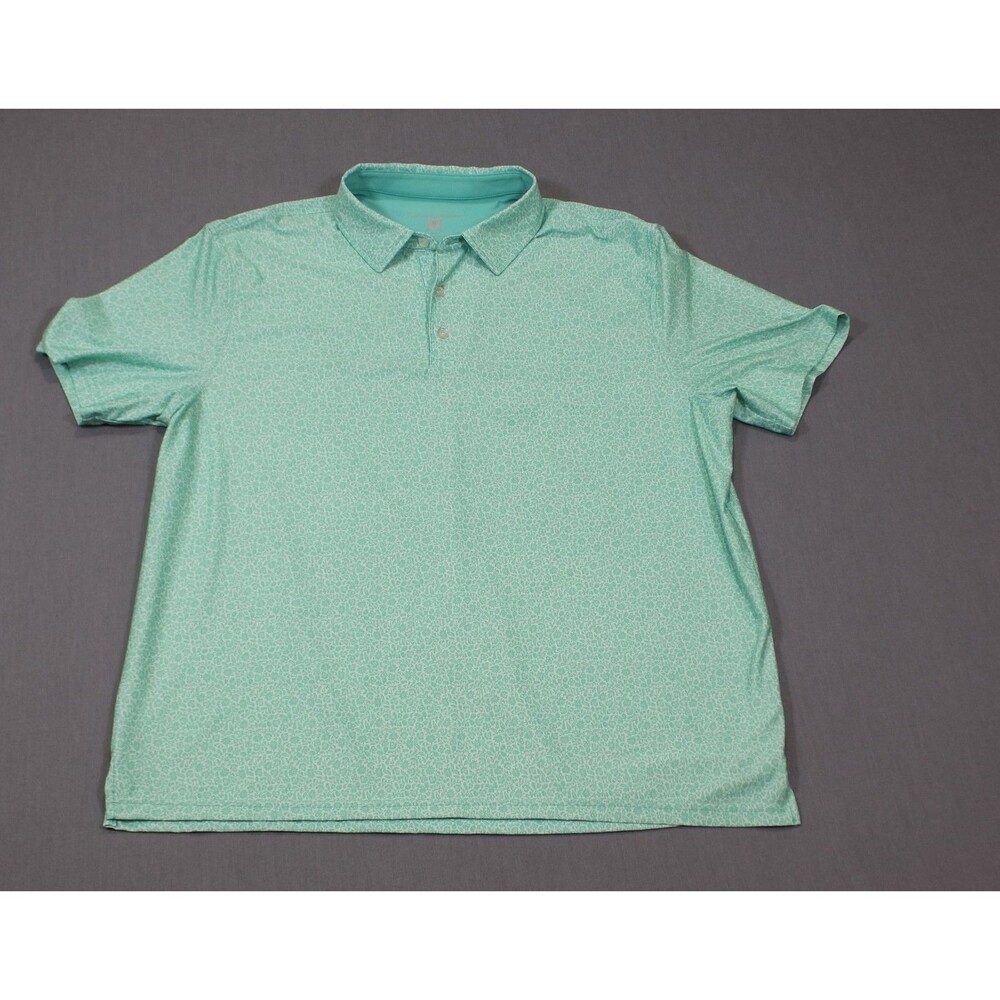 HICKEY FREEMAN Mens Green Floral All Over Print Golf Polo Shirt Stretch XL